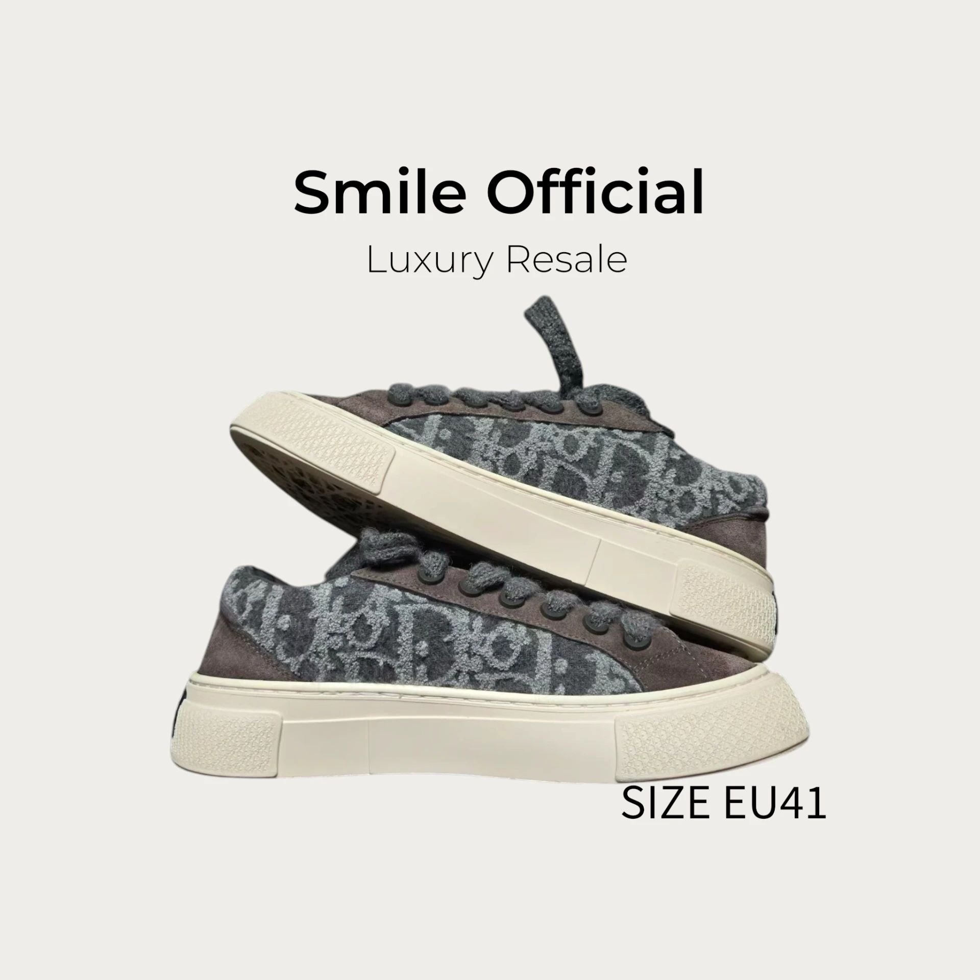 [SMILE] DIOR SPIN 灰棕毛巾刺繡logo板鞋 限量