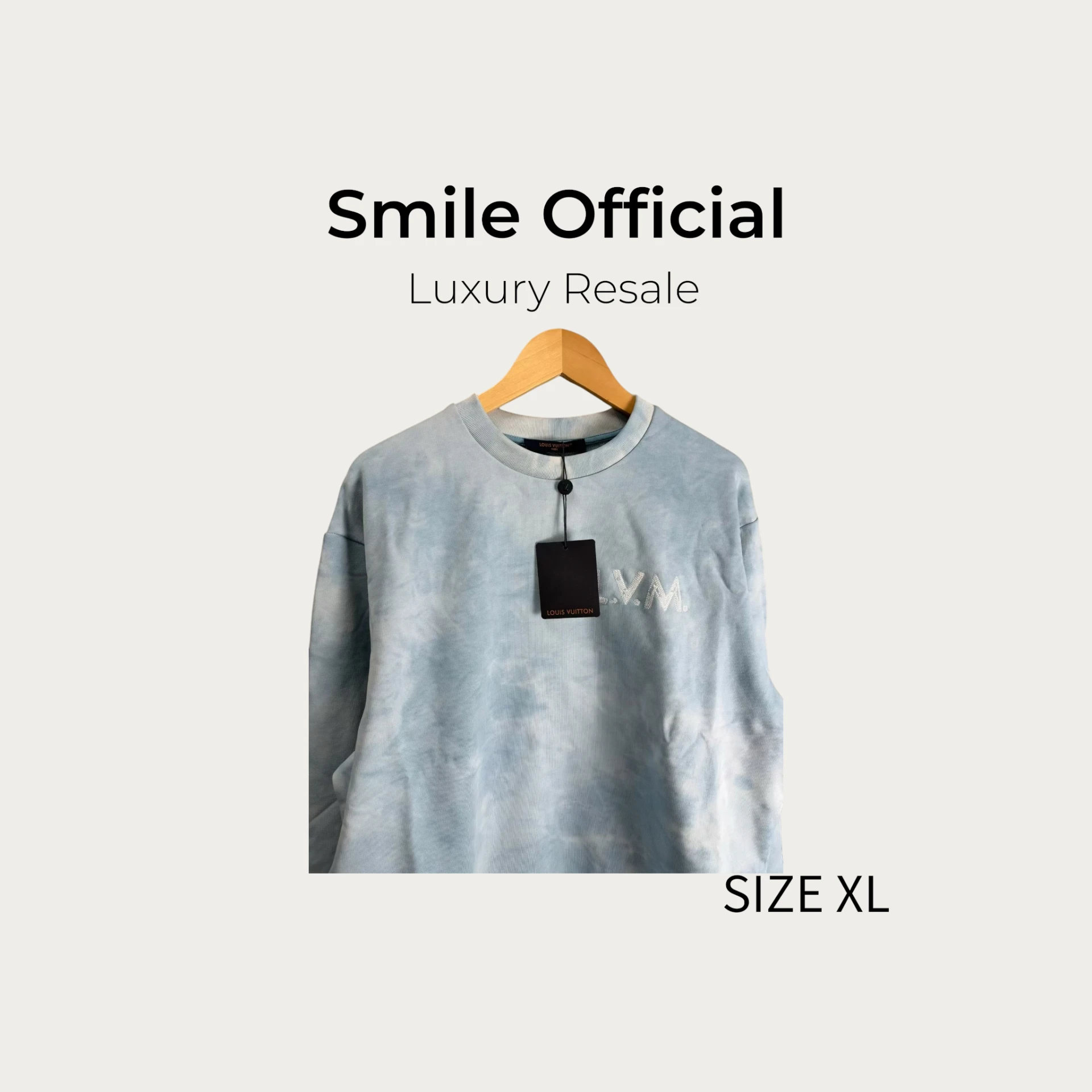 [SMILE] Louis Vuitton LV白藍扎染字母刺繡衛衣