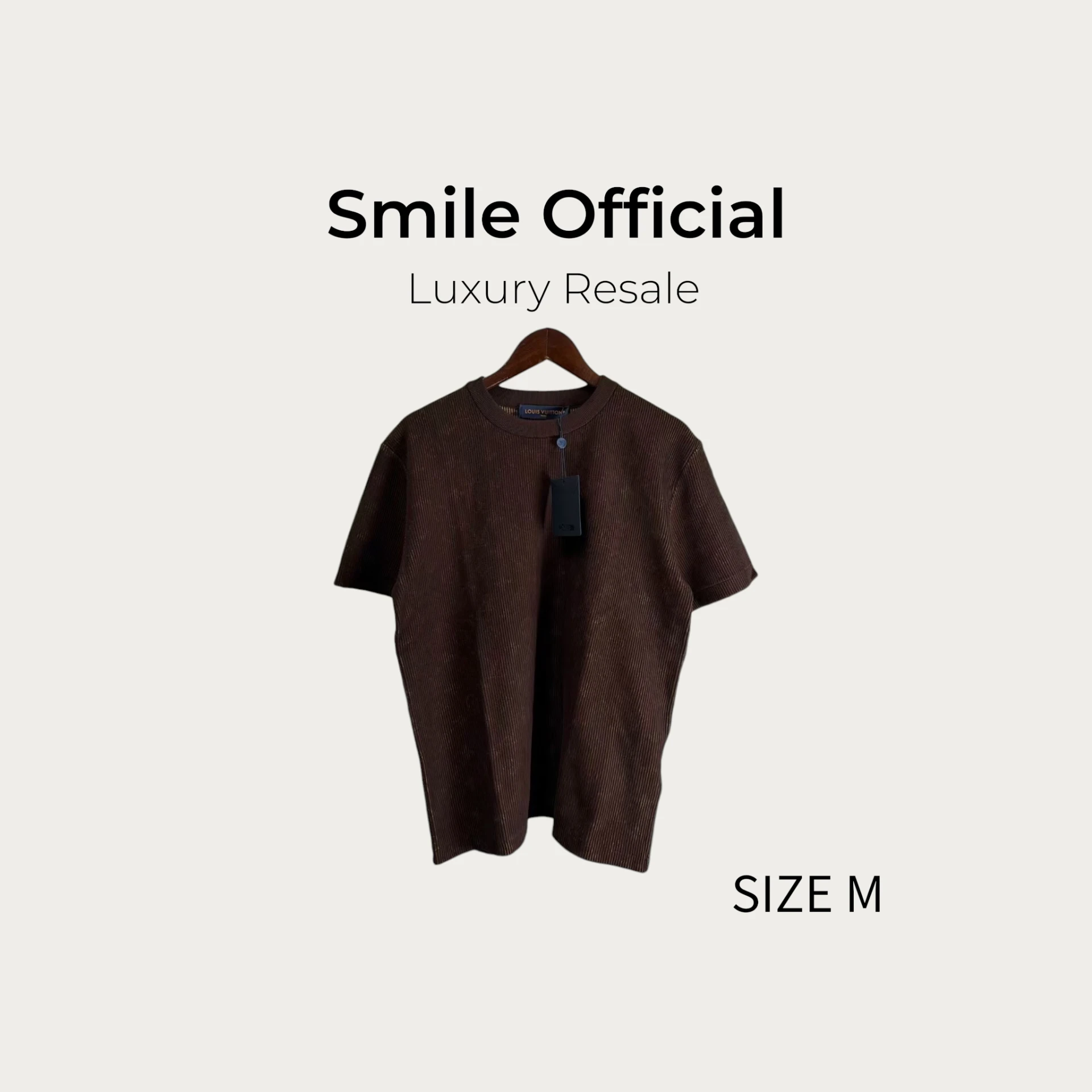 [SMILE] Louis Vuitton LV棕色暗紋滿logo針織短袖
