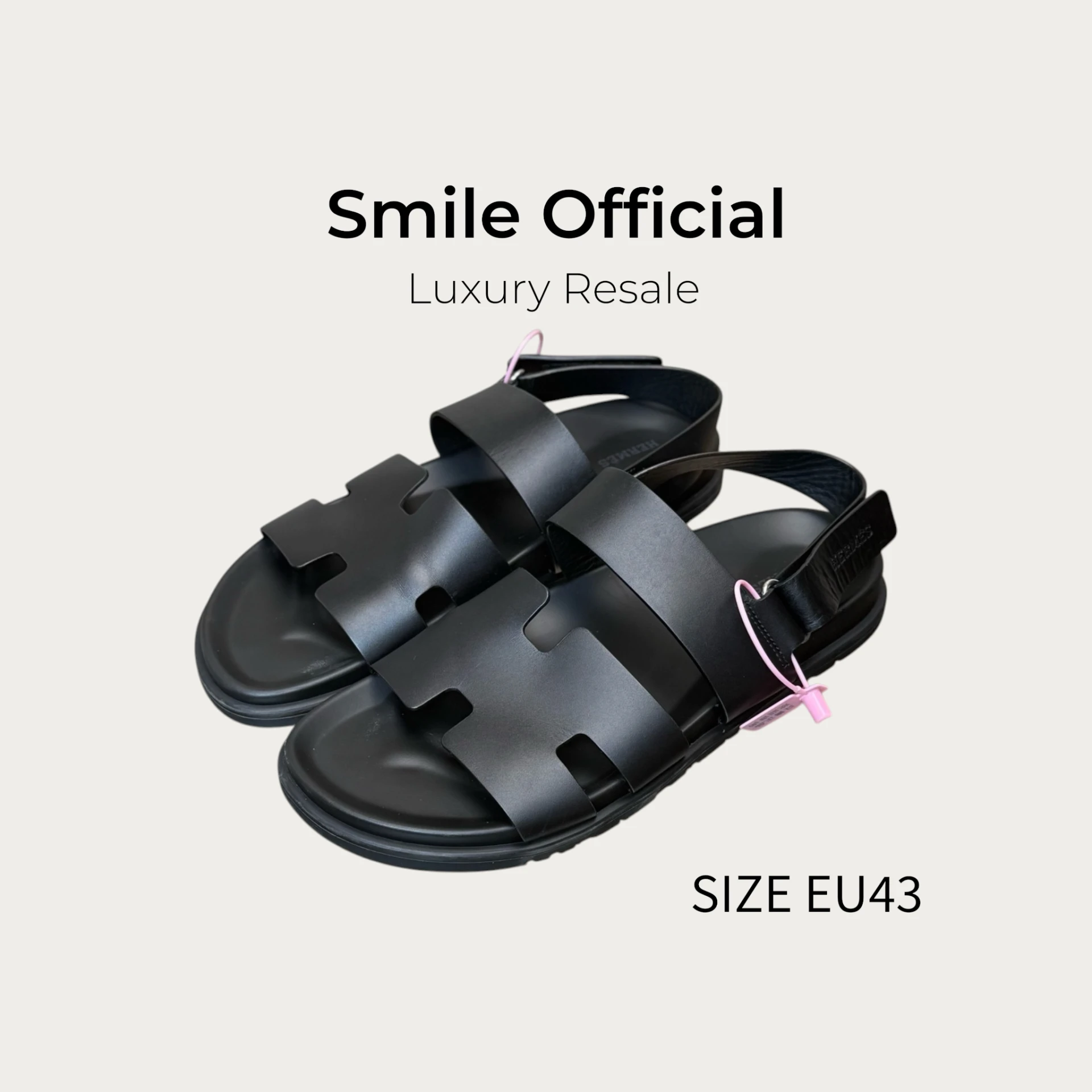 [SMILE] 愛馬仕Hermes Genius 二舅黑色一字帶涼鞋