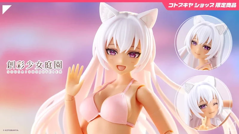 27年3月預購 壽屋 組裝模型 1/10 創彩少女庭園 獸耳模擬人形小姐【泳裝】夢幻風格 暮色貓
