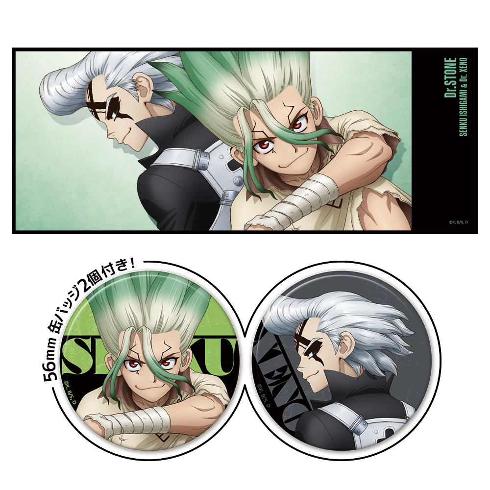 11月預購 azumaker Dr.STONE 新石紀 附徽章混合材質長毛巾 千空&賽諾 ⚫