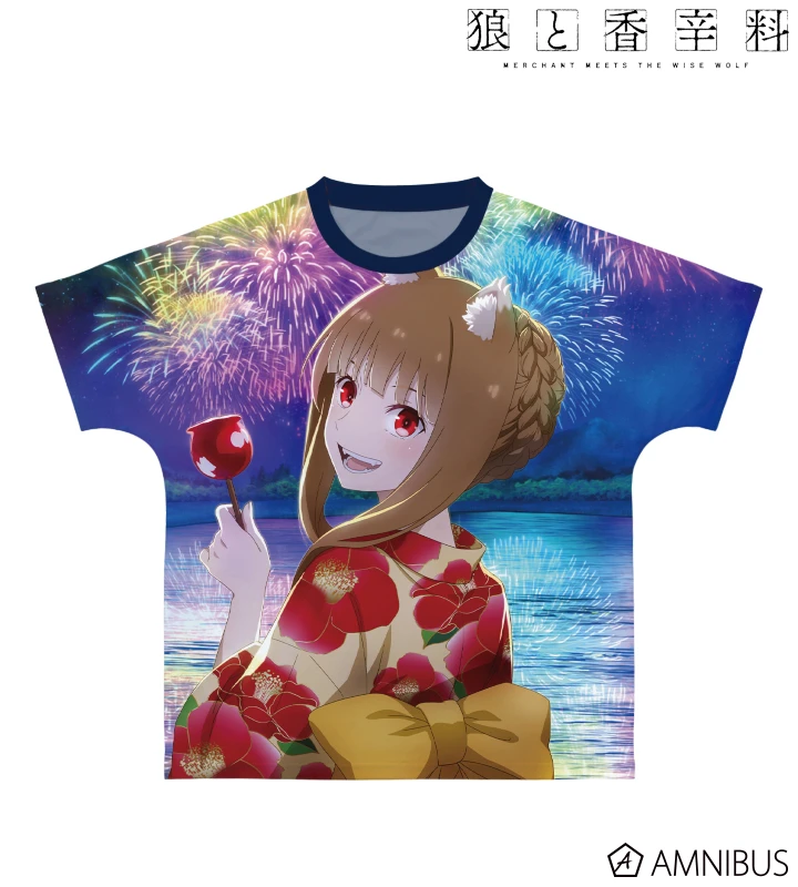 1月預購 AMNIBUS「狼與辛香料 MERCHANT MEETS THE WISE WOLF」荷蘿「夏祭」視覺圖 全彩滿版T恤 男女通用 免訂金 ⚫