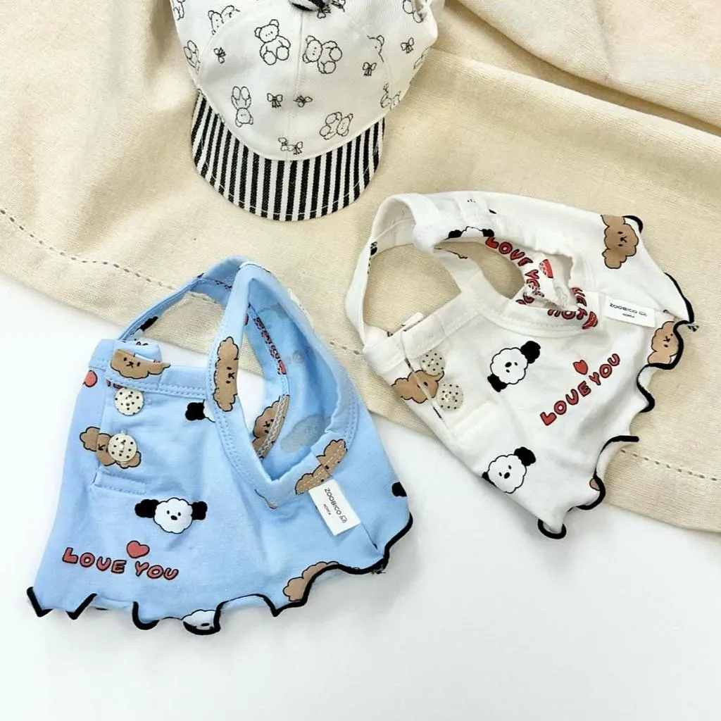 love you puppy 荷葉短版背心