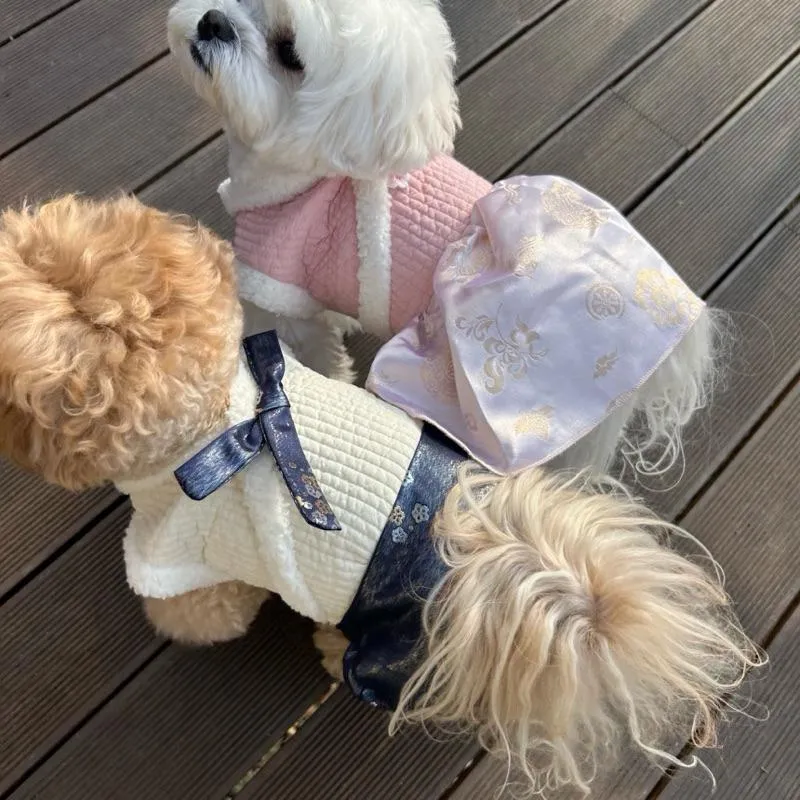 緞面絎縫韓服洋裝&連身褲