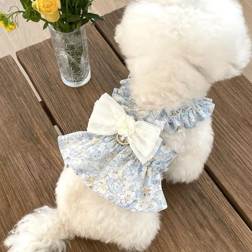 avec chiot 藍霧花園蝴蝶結胸背洋裝
