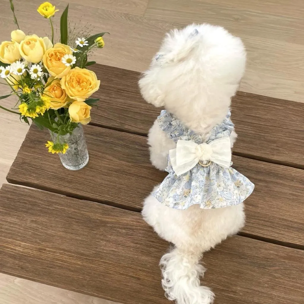 avec chiot 藍霧花園蝴蝶結胸背洋裝