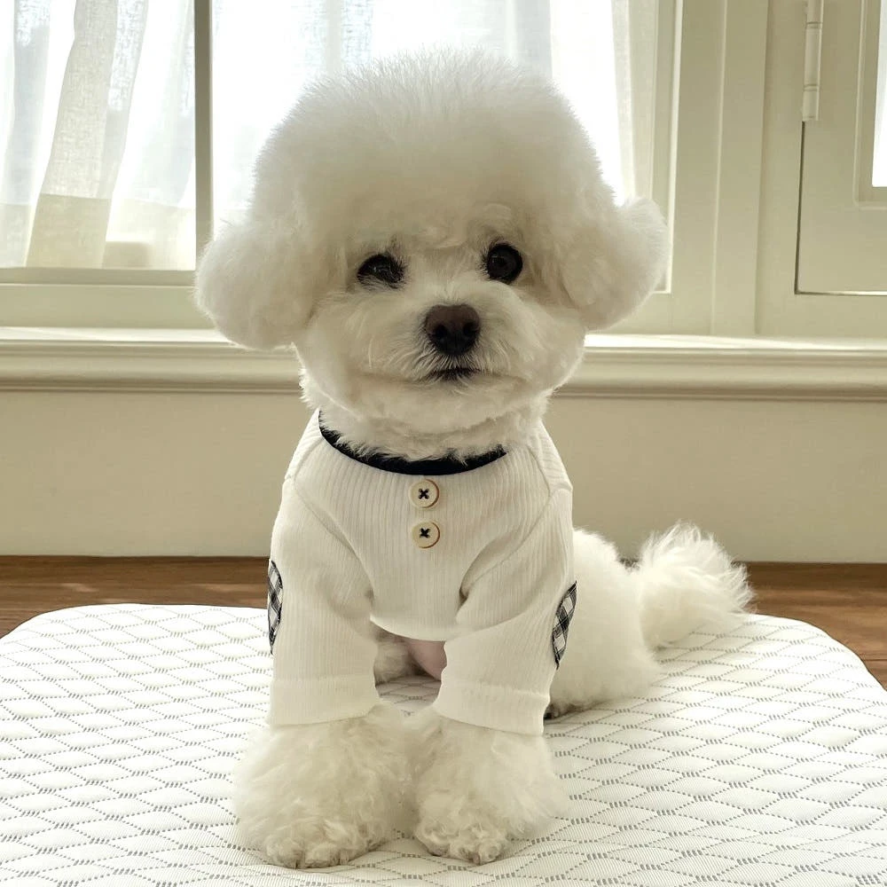 avec chiot 格紋補丁羅紋上衣
