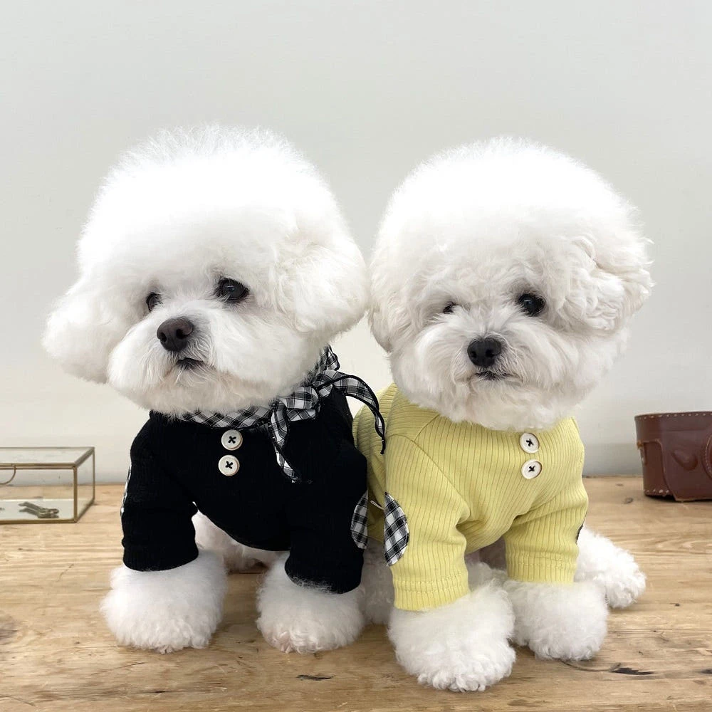 avec chiot 格紋補丁羅紋上衣