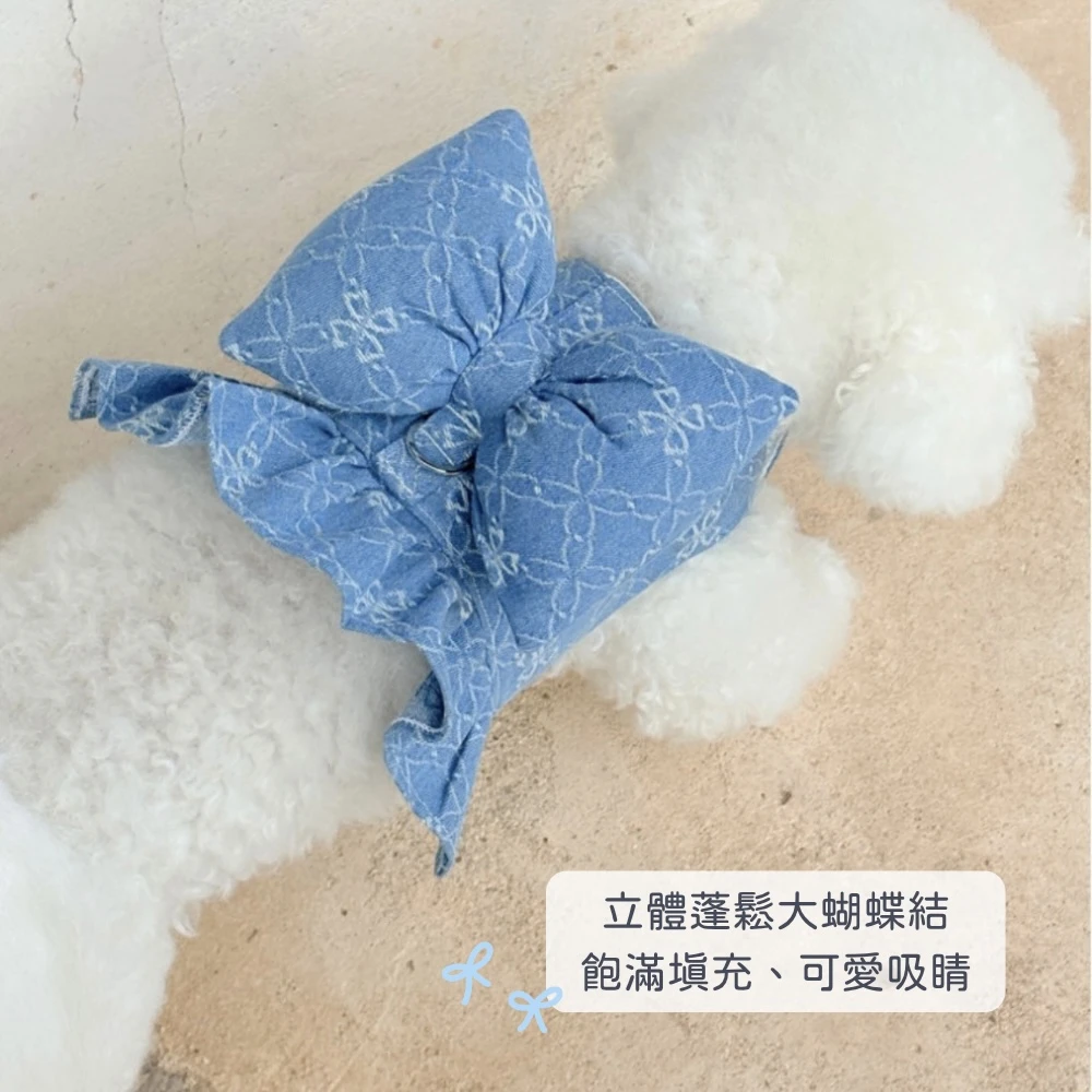 MISS&PET 牛仔大蝴蝶結胸背洋裝 現+預