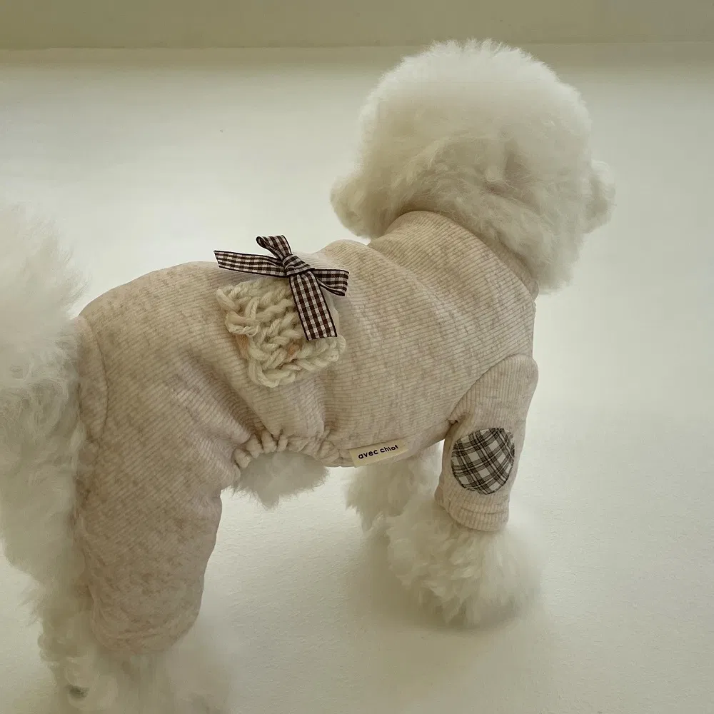 avec chiot 柔彈刷毛連身褲