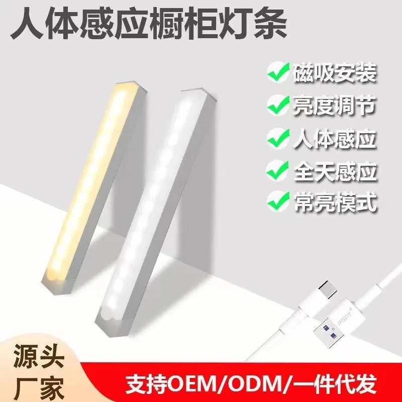 燈條 LED燈 櫥櫃燈 感應燈 小夜燈 日光燈 人體感應燈 感應燈條長型磁吸感應燈磁吸 人體感應燈 USB充電 浴室燈