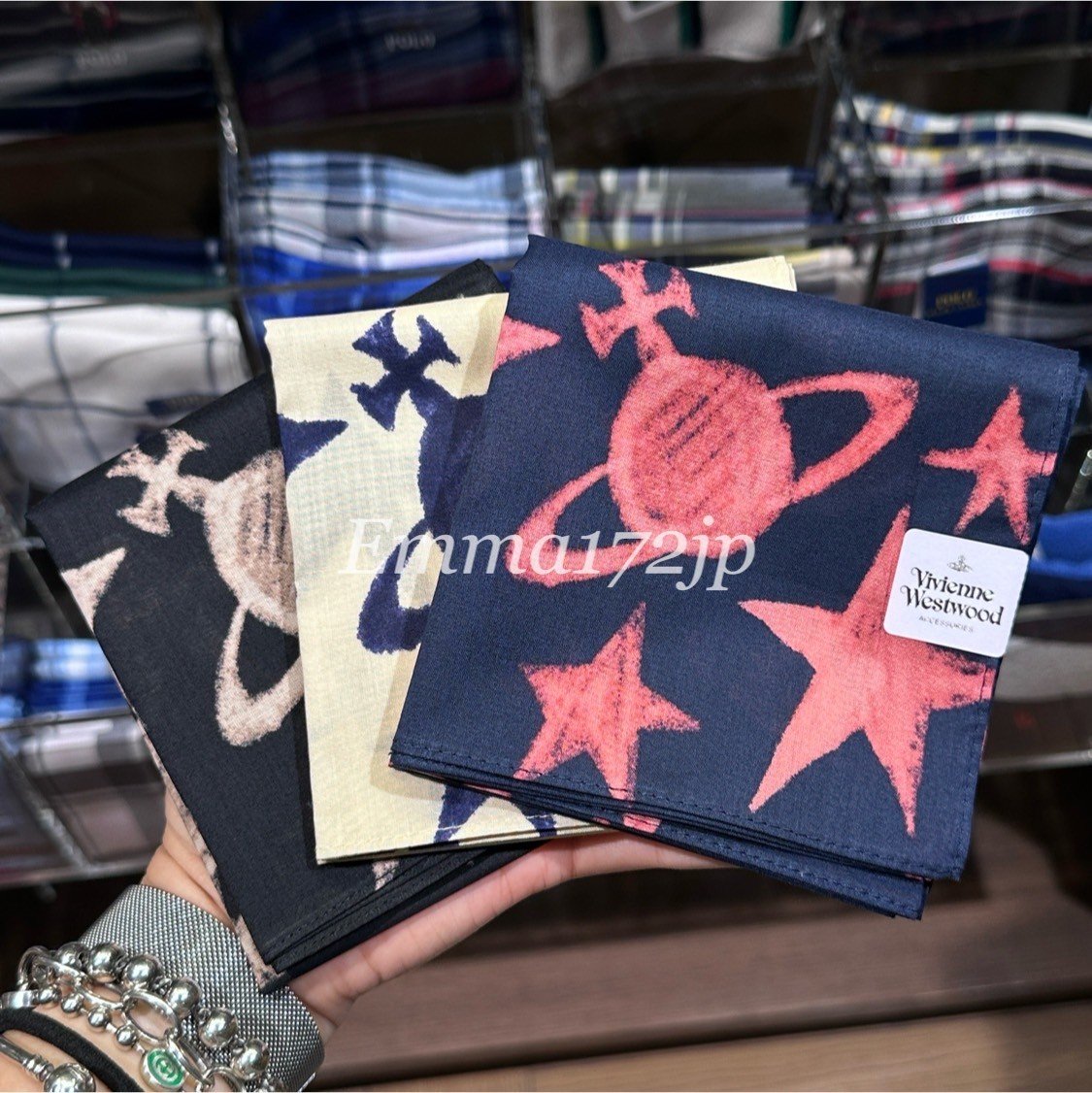 新品未使用　Vivienne Westwood 宇宙　ハンカチ　オーブワッペン ORBS AND STARSタオルハンカチーフ | Vivienne