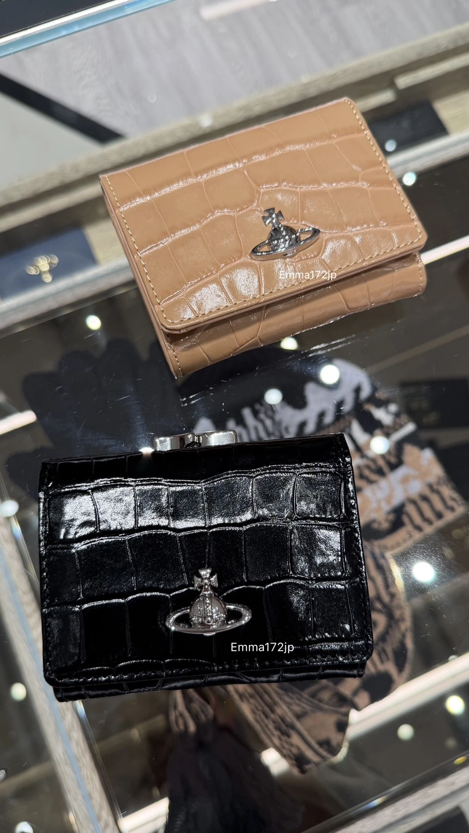VIVIENNE WESTWOOD*預購*新LOGO鱷魚壓紋口金皮夾 黑色 奶茶色