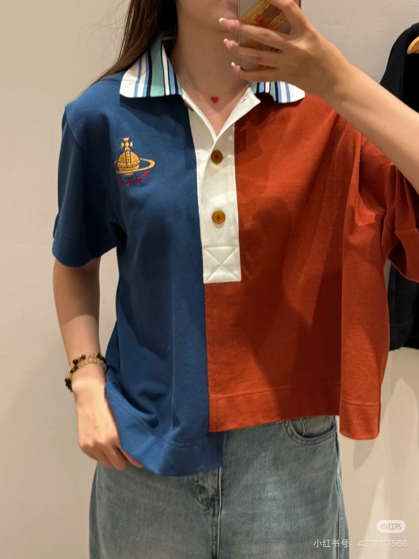 VIVIENNE WESTWOOD*現貨*不對稱POLO領拼接上衣