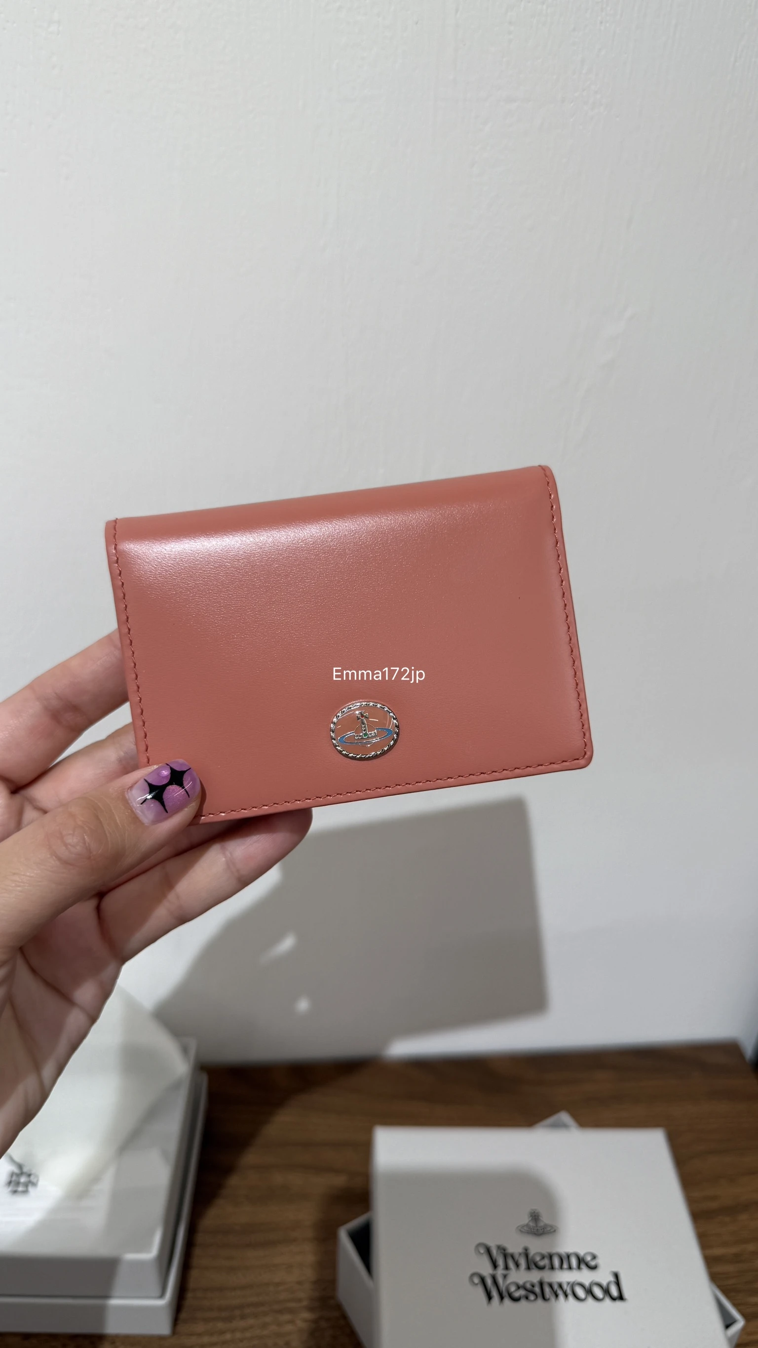 VIVIENNE WESTWOOD*現貨*牛皮票卡夾 名片夾 粉橘(OUTLET)