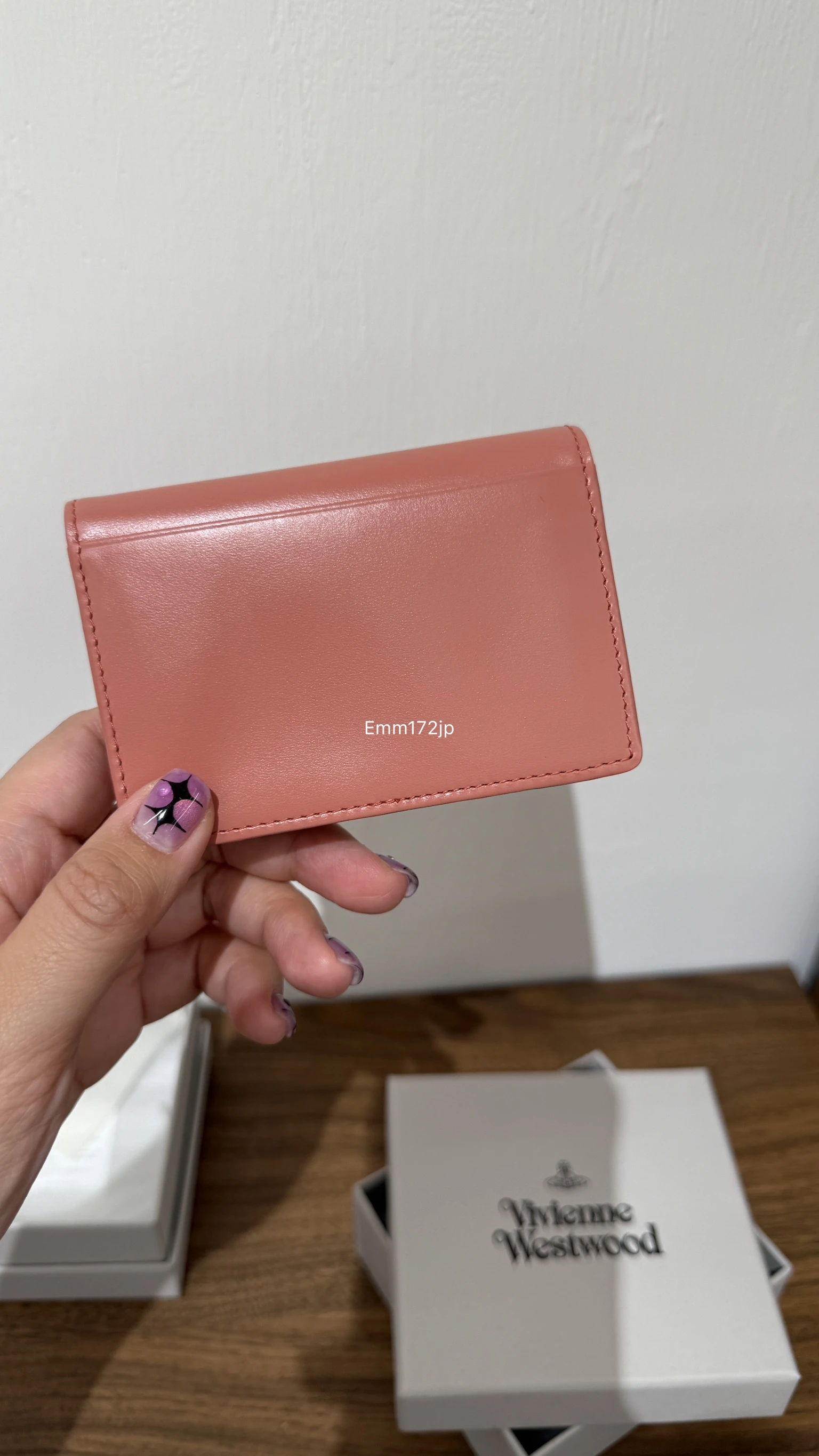 VIVIENNE WESTWOOD*現貨*牛皮票卡夾 名片夾 粉橘(OUTLET)