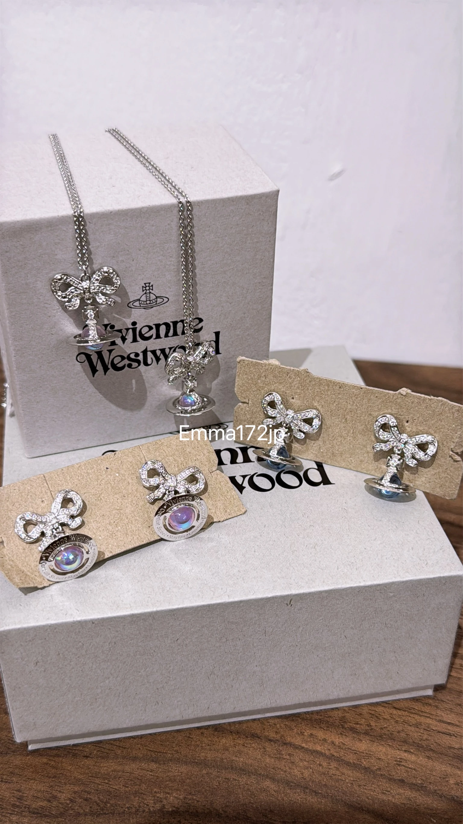 VIVIENNE WESTWOOD*現貨*925銀蝴蝶結球 項鍊 耳環