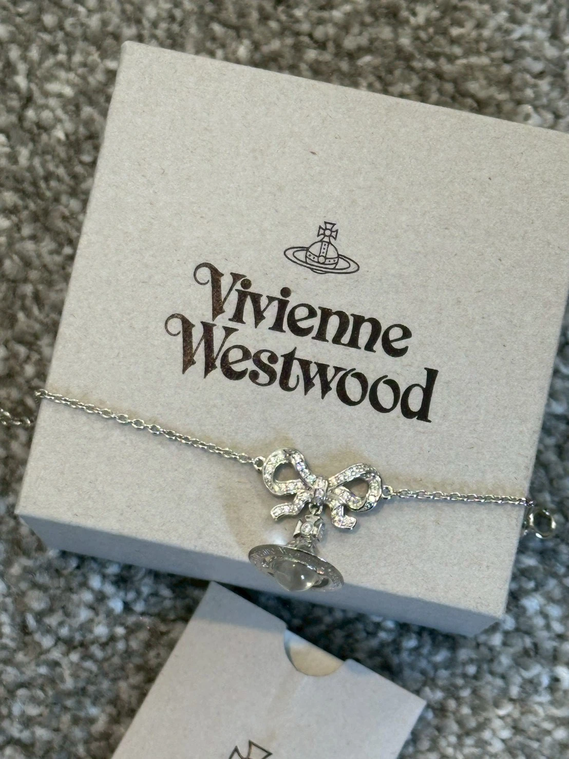 VIVIENNE WESTWOOD*現貨*925銀蝴蝶結透明球手鍊