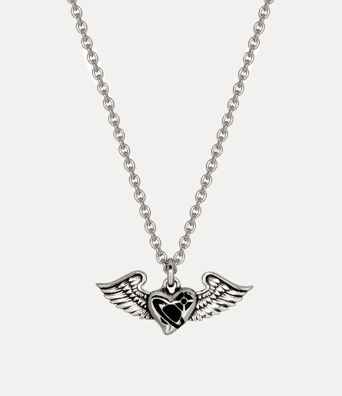 VIVIENNE WESTWOOD*預購* Man. Herbert Pendant Necklace 天使翅膀黑LOGO愛心項鍊