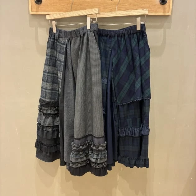 *連線預購*TORI-TO × BEAMS BOY /  格紋荷葉邊長裙 黑綠兩色