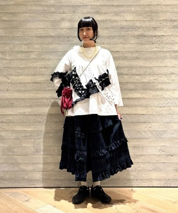 *連線預購*TORI-TO × BEAMS BOY /  格紋荷葉邊長裙 黑綠兩色