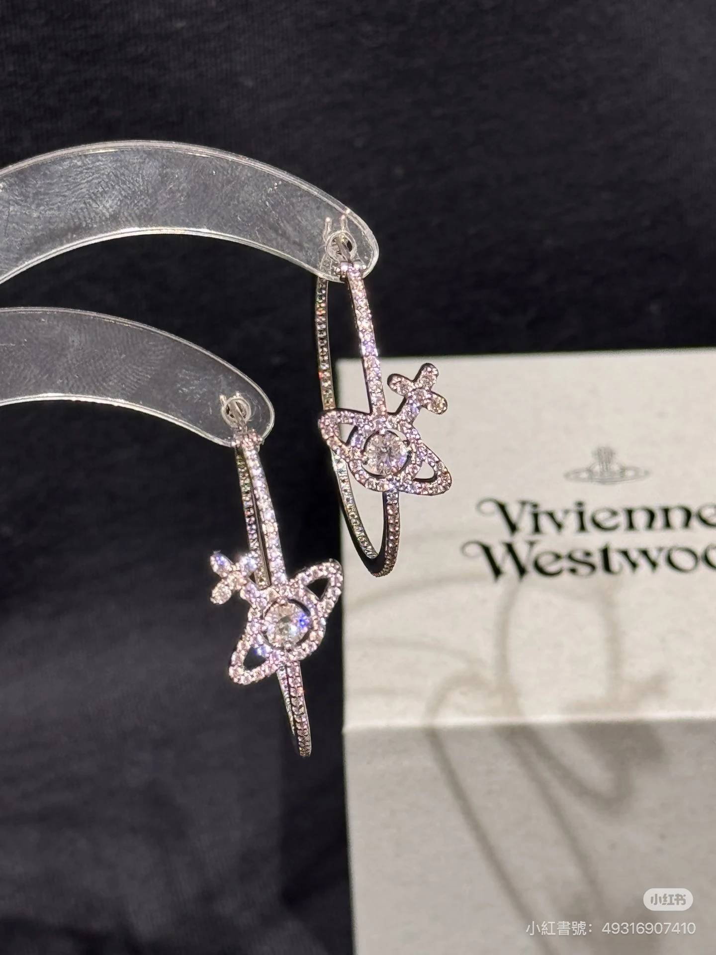 VIVIENNE WESTWOOD*預購*圈圈閃鑽耳環 白鑽/粉鑽