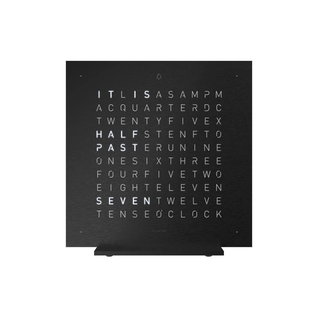 EARTH 13.5x13.5 DEEP BLACK 桌上時鐘 - METAL系列 QLOCKTWO 德國時鐘