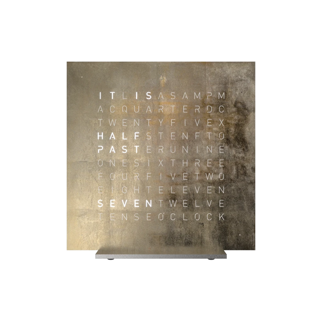 EARTH 13.5x13.5 SILVER & GOLD 桌上時鐘 - CREATOR'S EDITION系列 QLOCKTWO 德國時鐘