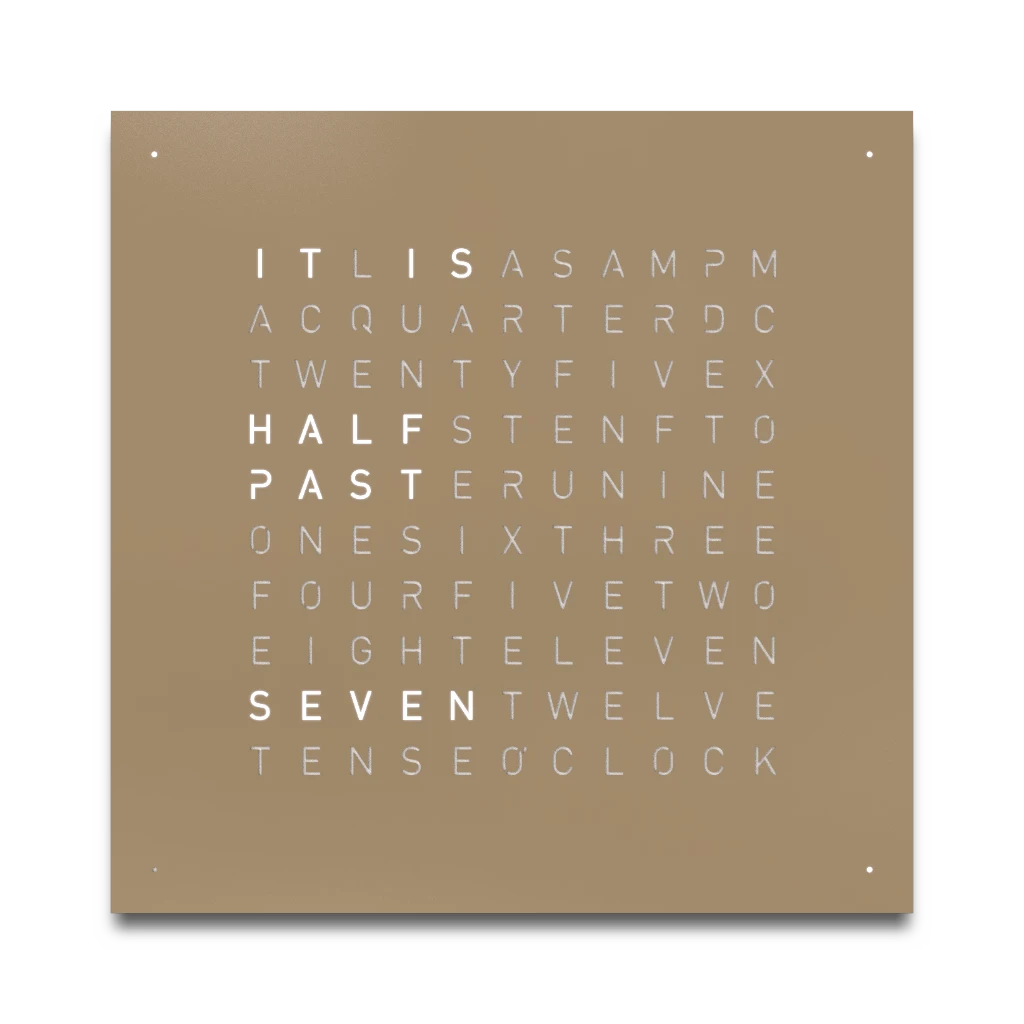 EARTH 45x45 HAZELNUT 時鐘 - STEEL系列 QLOCKTWO 德國時鐘