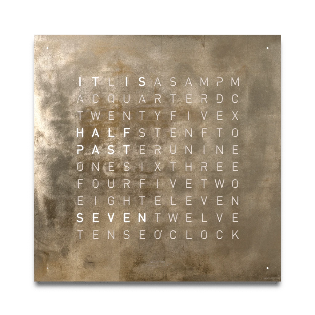 EARTH 45x45 SILVER & GOLD 時鐘 - CREATOR'S EDITION系列 QLOCKTWO 德國時鐘