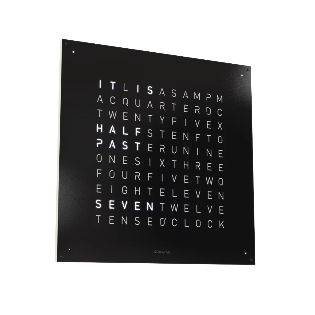 EARTH 90x90 BLACK PEPPER 時鐘 - STEEL系列 QLOCKTWO 德國時鐘