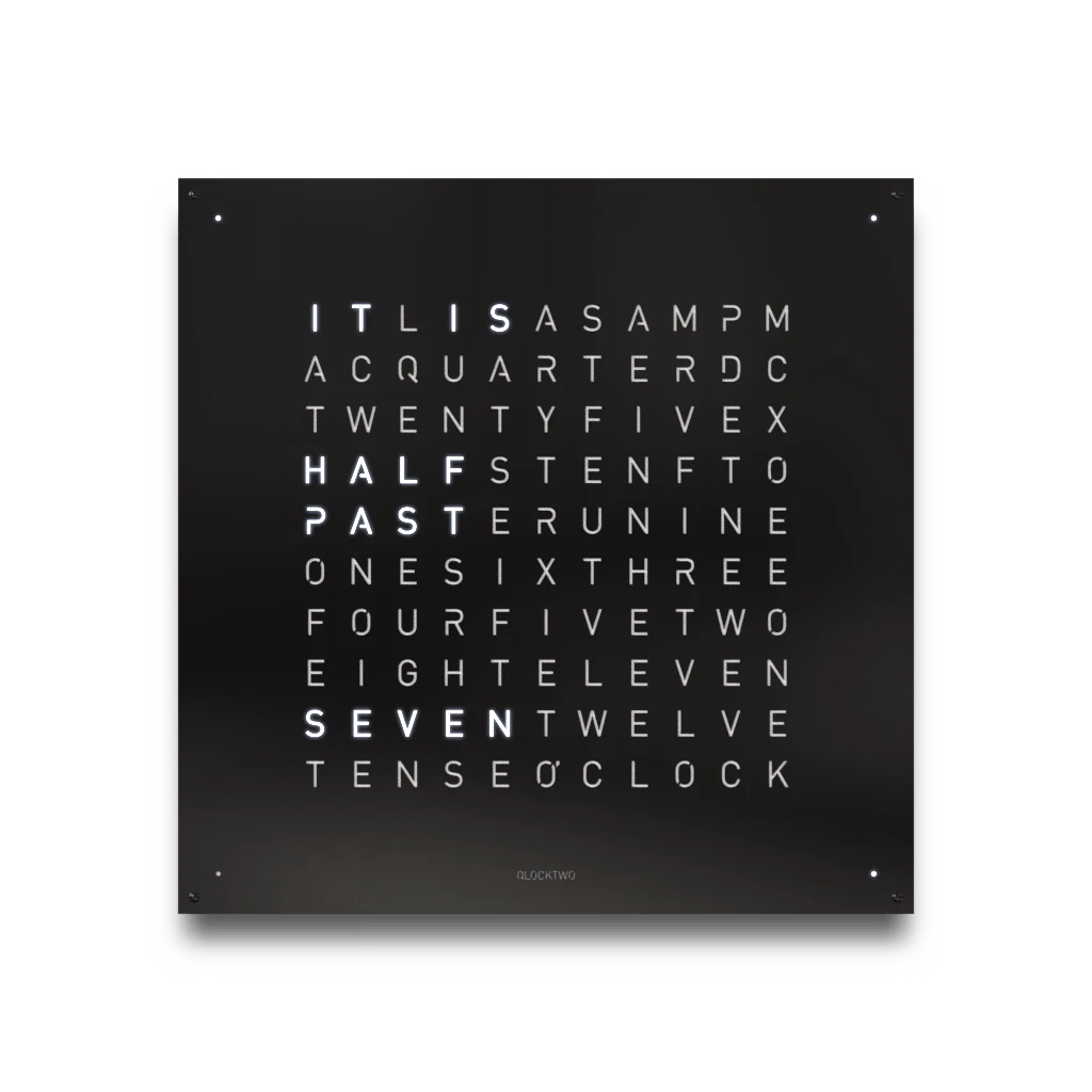 EARTH 90x90 BLACK PEPPER 時鐘 - STEEL系列 QLOCKTWO 德國時鐘