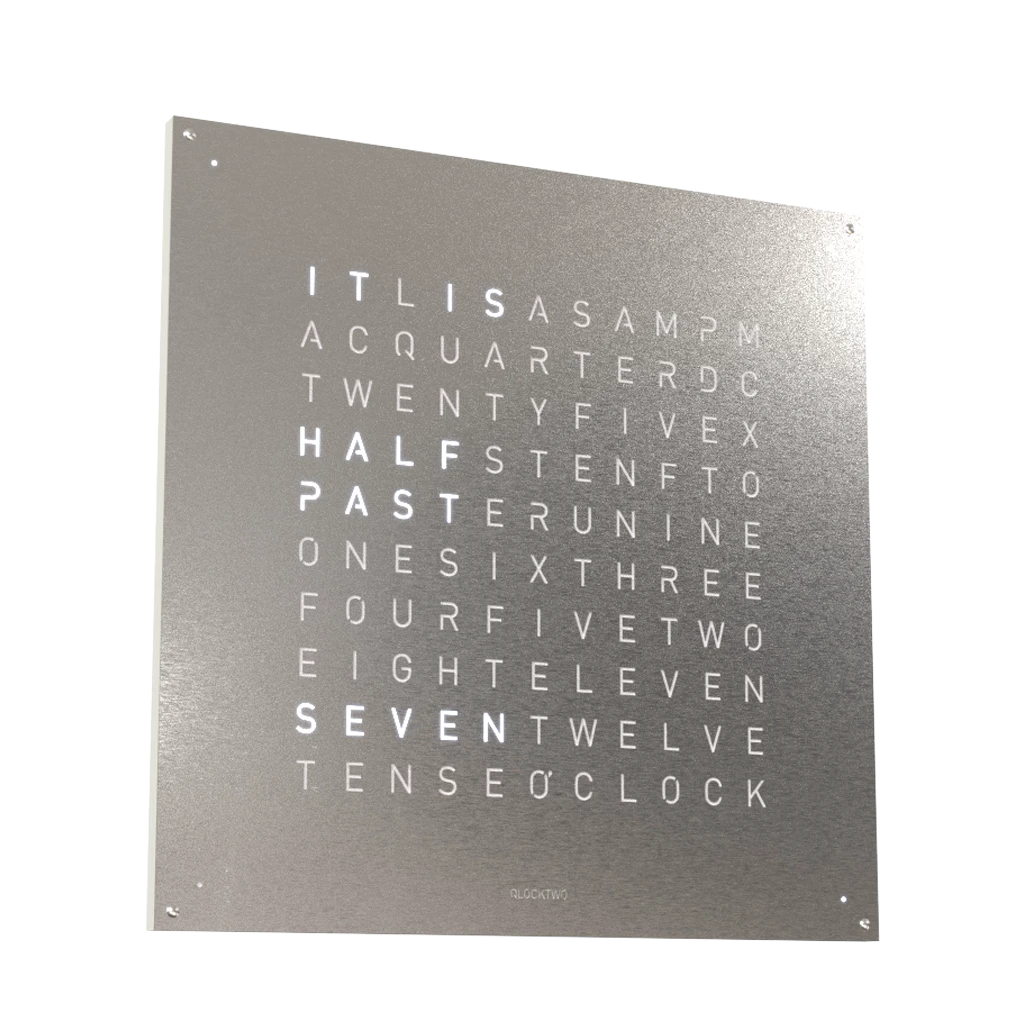 EARTH 90x90 STAINLESS STEEL時鐘 - STEEL系列 QLOCKTWO 德國時鐘