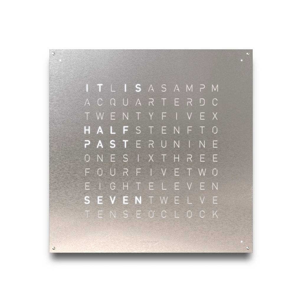 EARTH 90x90 STAINLESS STEEL時鐘 - STEEL系列 QLOCKTWO 德國時鐘