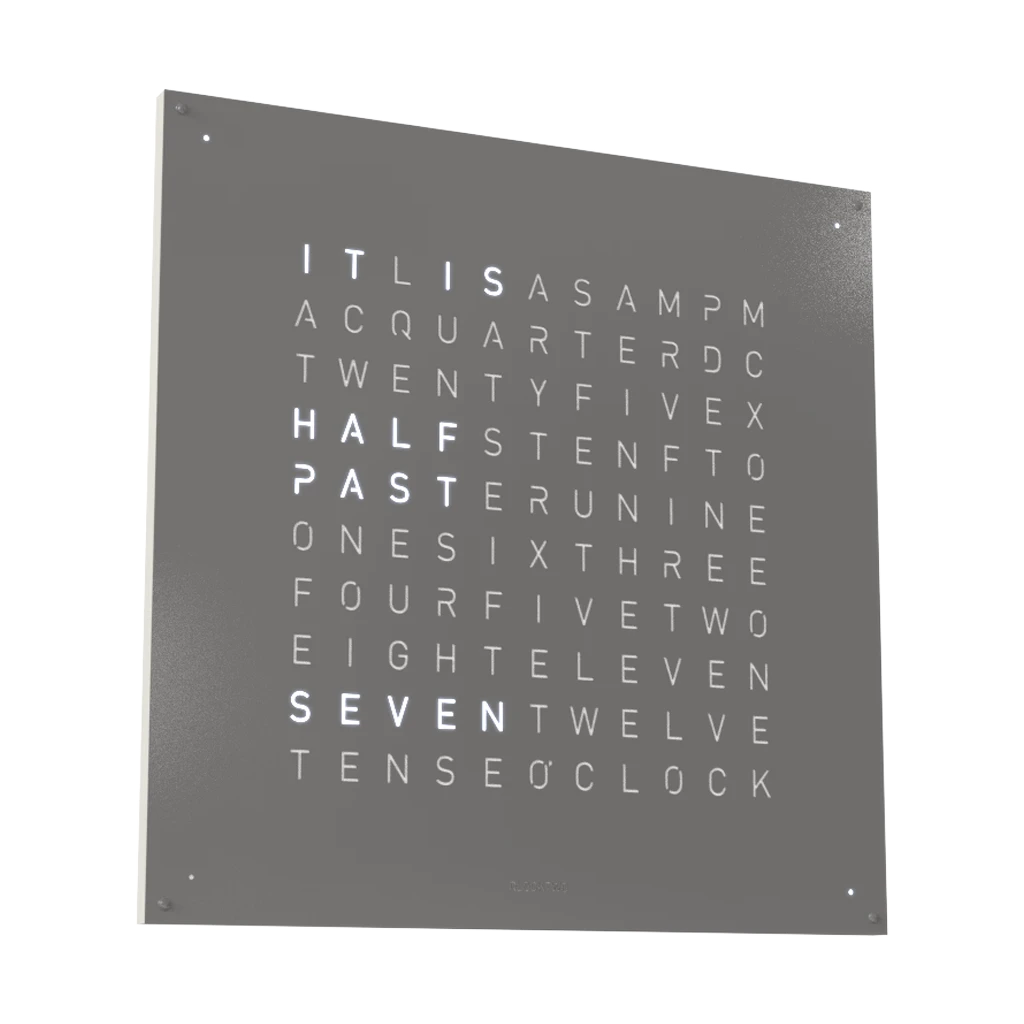 EARTH 90x90 GREY PEPPER 時鐘 - STEEL系列 QLOCKTWO 德國時鐘