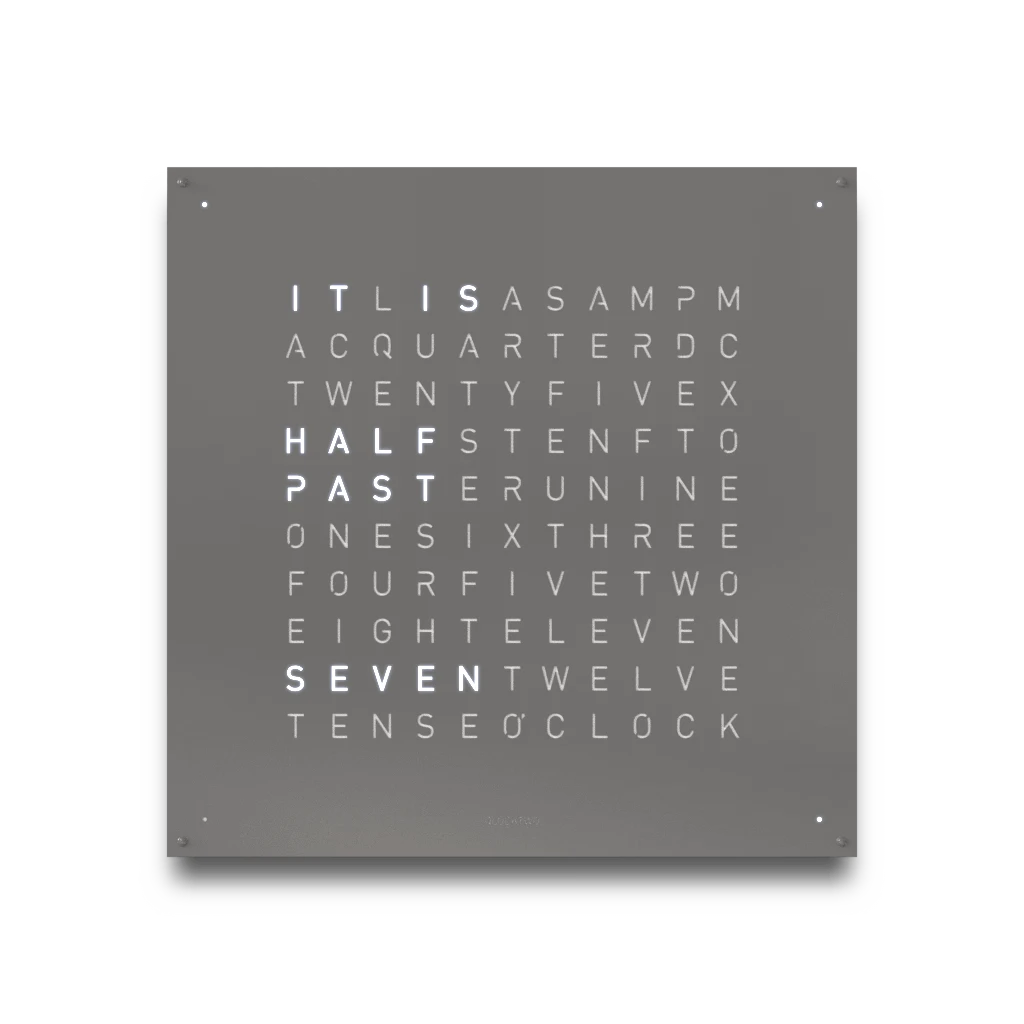 EARTH 90x90 GREY PEPPER 時鐘 - STEEL系列 QLOCKTWO 德國時鐘