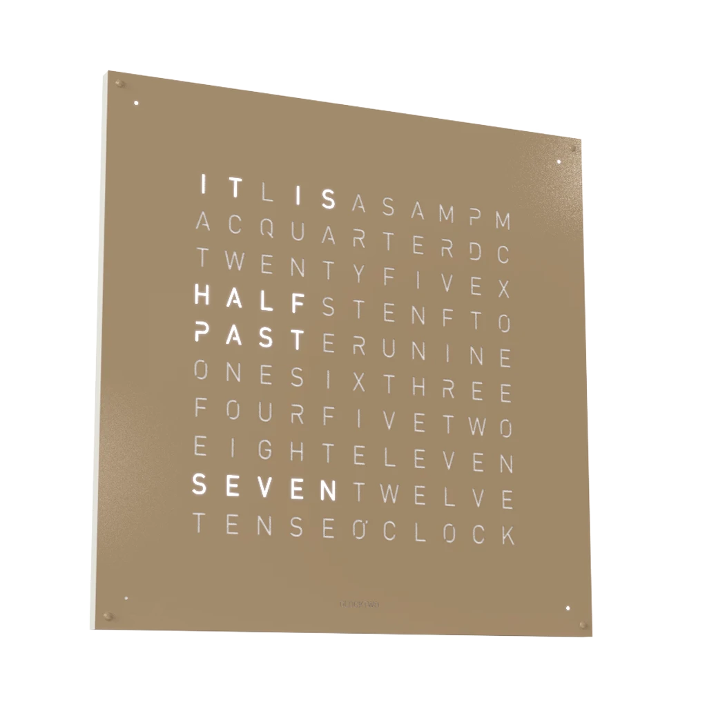 EARTH 90x90 HAZELNUT 時鐘 - STEEL系列 QLOCKTWO 德國時鐘