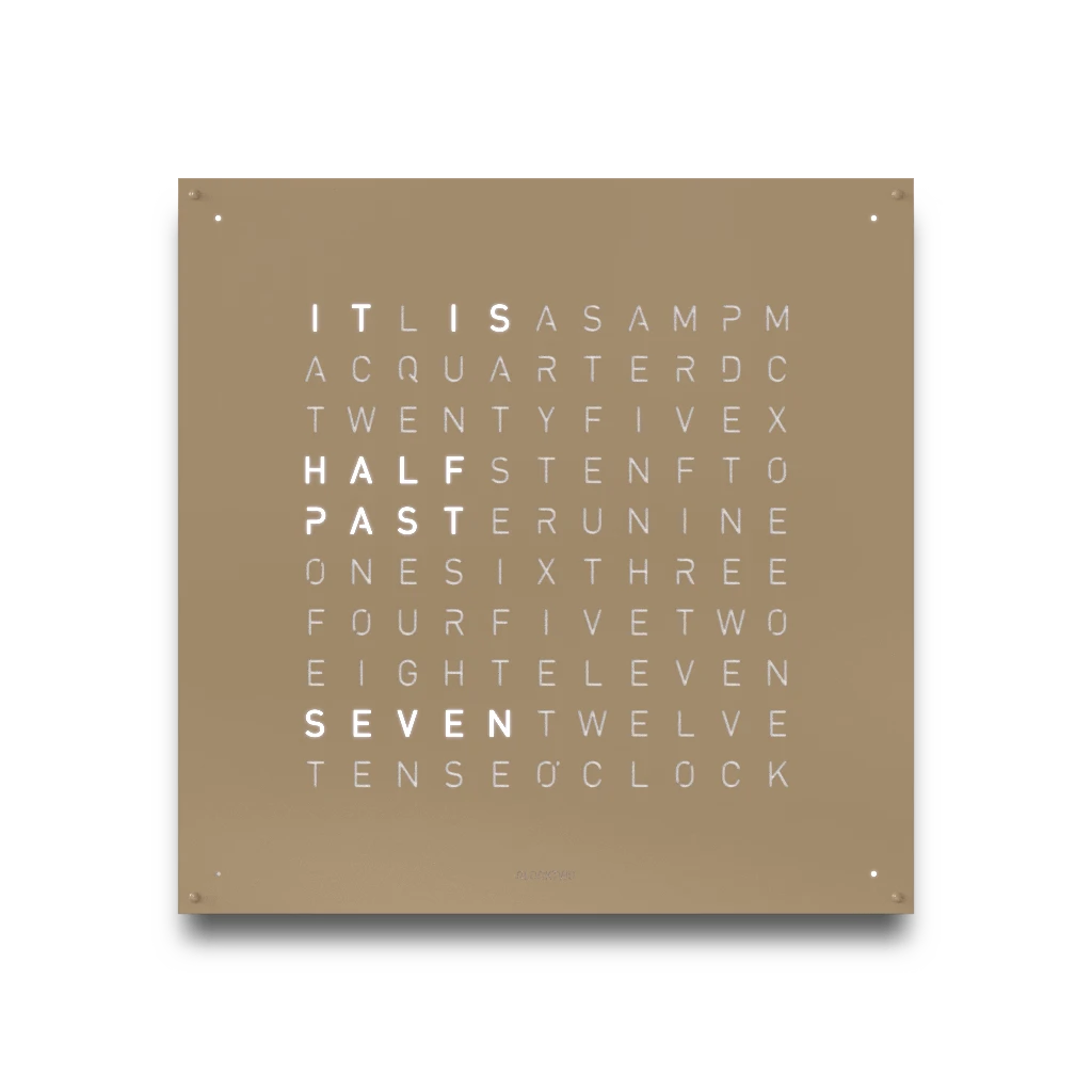 EARTH 90x90 HAZELNUT 時鐘 - STEEL系列 QLOCKTWO 德國時鐘