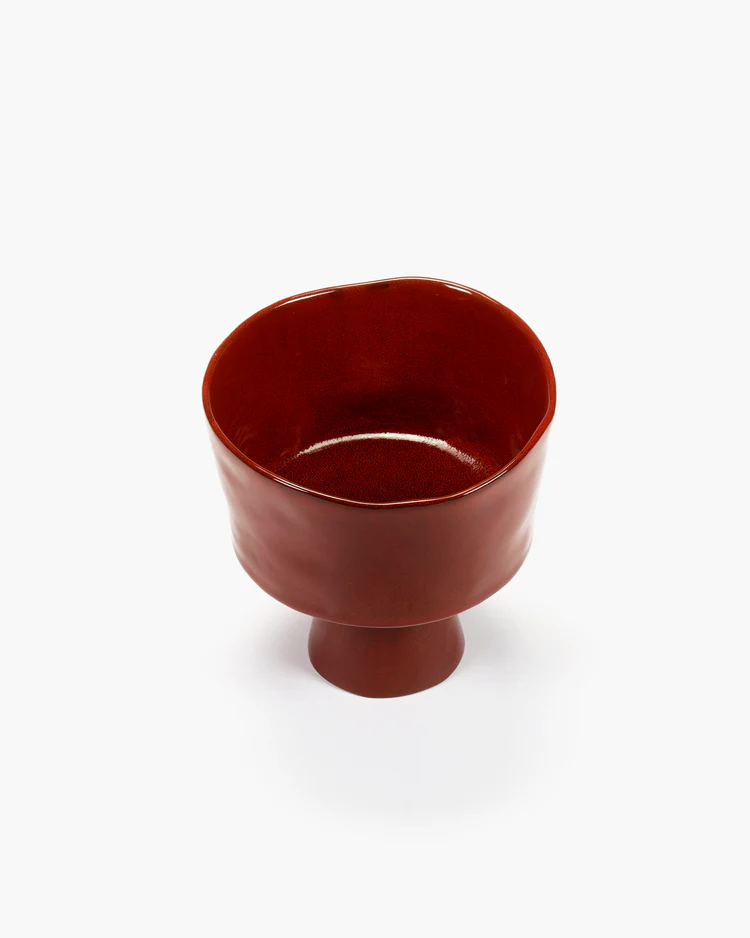 High bowl on foot venetian red La Mère  - Serax