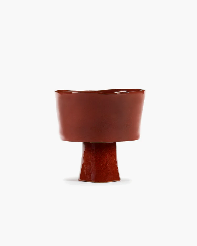 High bowl on foot venetian red La Mère  - Serax