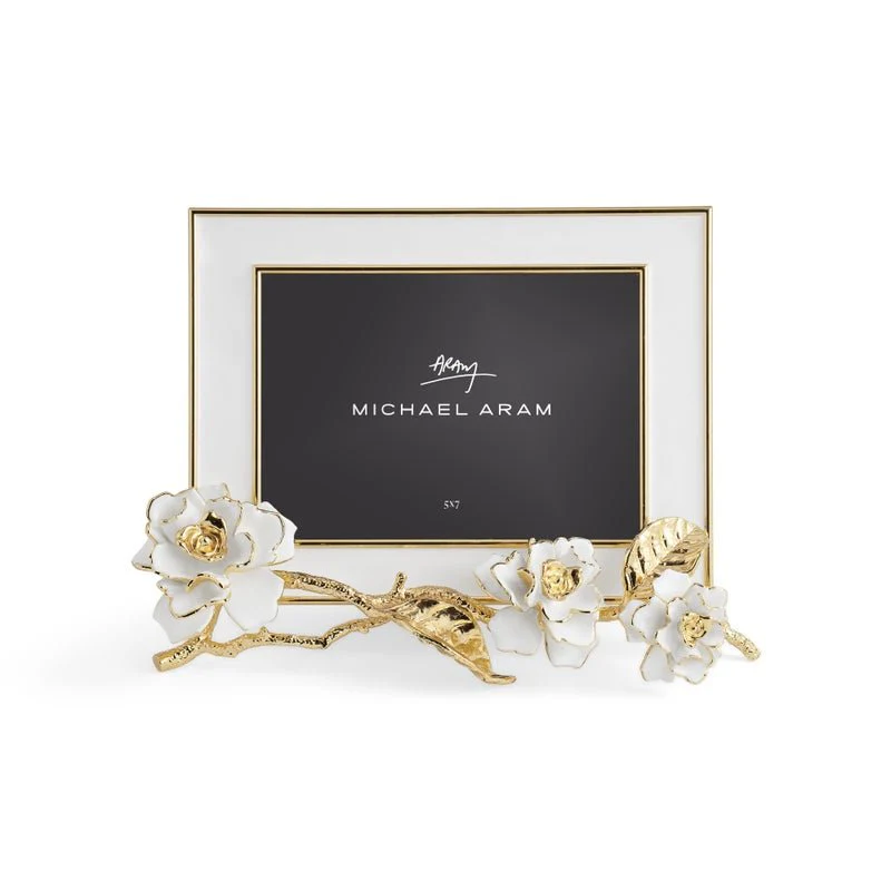 Gardenia Enameled White Frame (5X7) - Micheal Aram