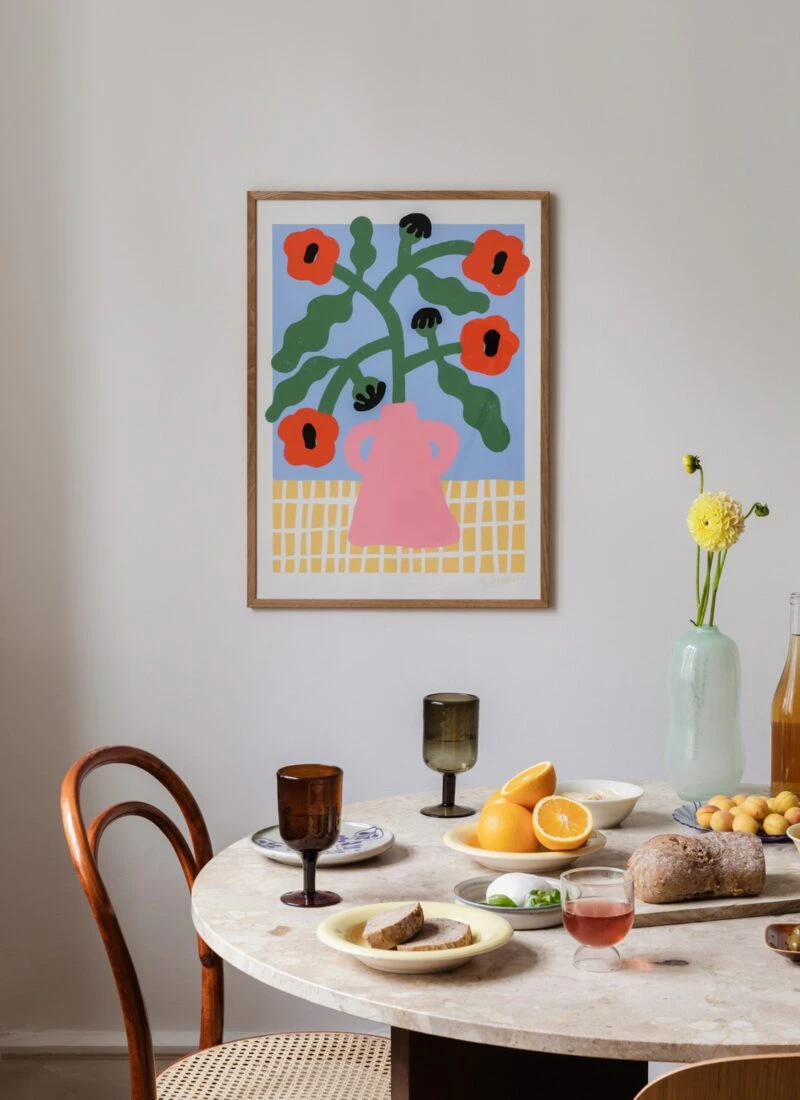(現貨)Red Poppies in Pink Vase - The Poster Club 丹麥藝術海報