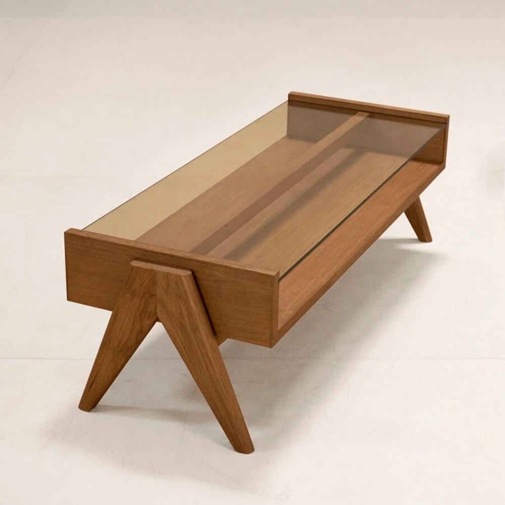 Pierre Jeanneret Coffee Table Glass Top - Phantom Hands