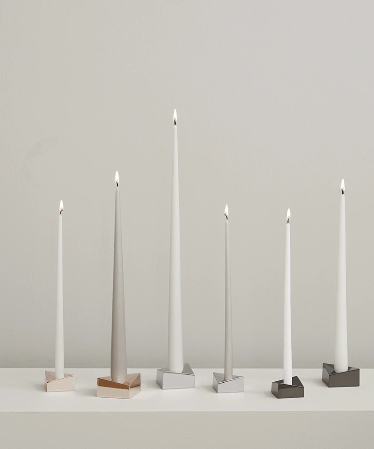 warm grey taper candles 不滴蠟錐形蠟燭 ( 六支一組 ) - ester & erik  丹麥蠟燭