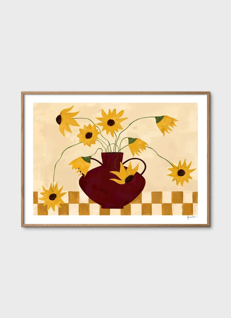 Sunflowers in Burgundy Vase - The Poster Club 丹麥藝術海報(團購)