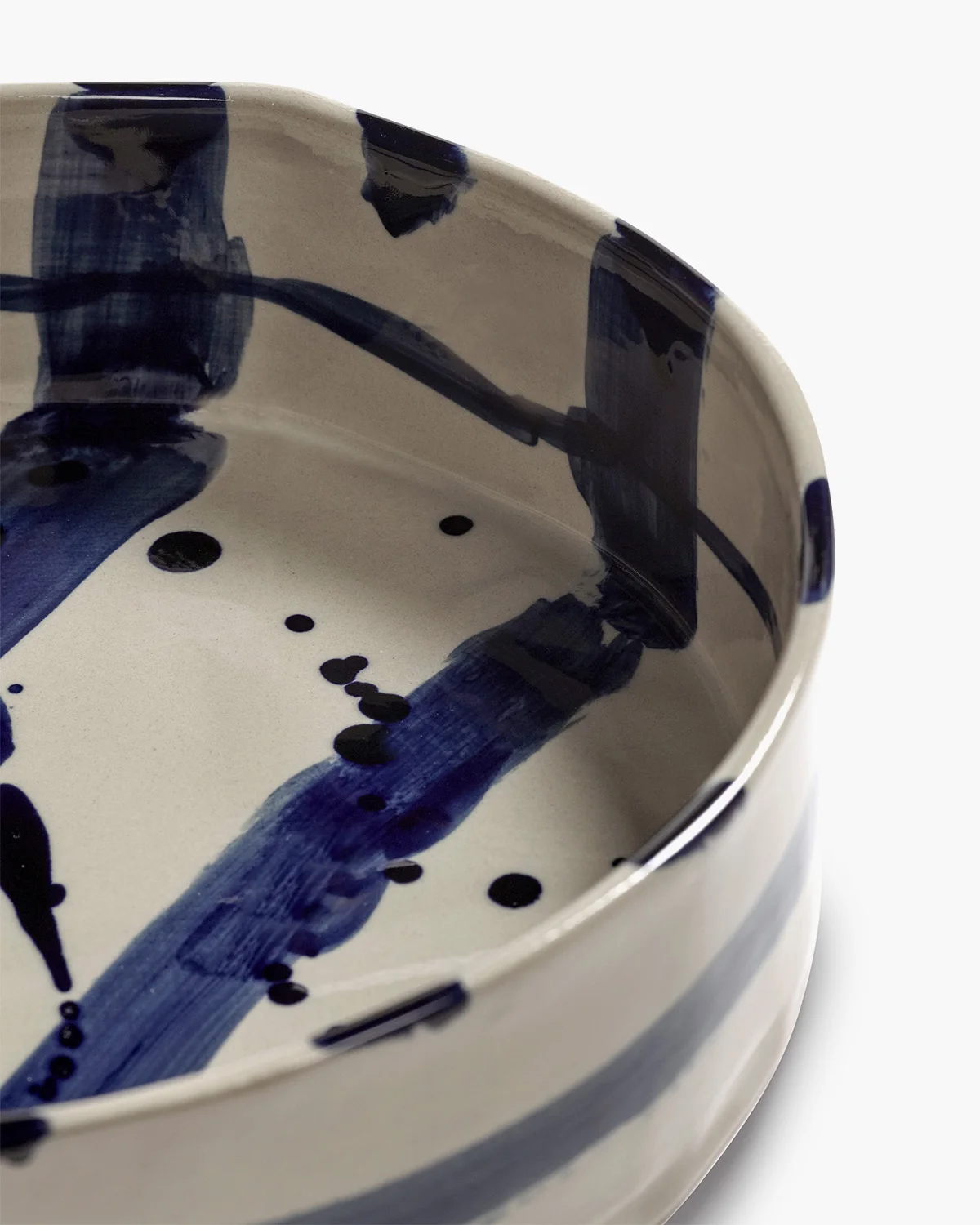 Deep round serving plate beige - blue Sophia  - Serax