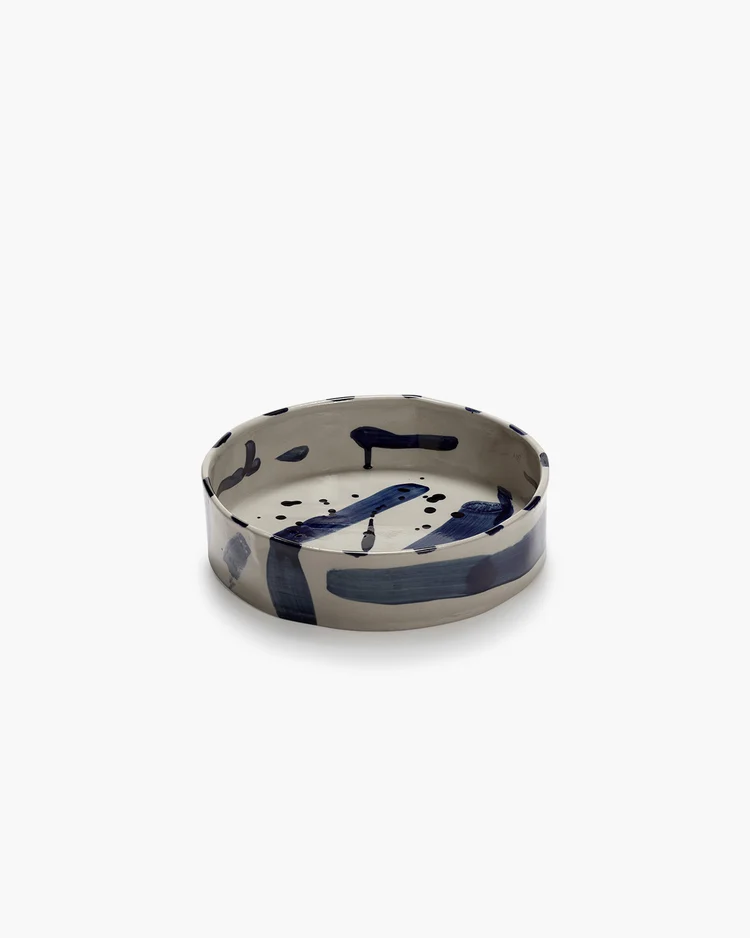 Deep round serving plate beige - blue Sophia  - Serax