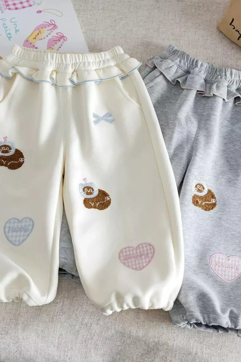 刺繡貓咪棉褲