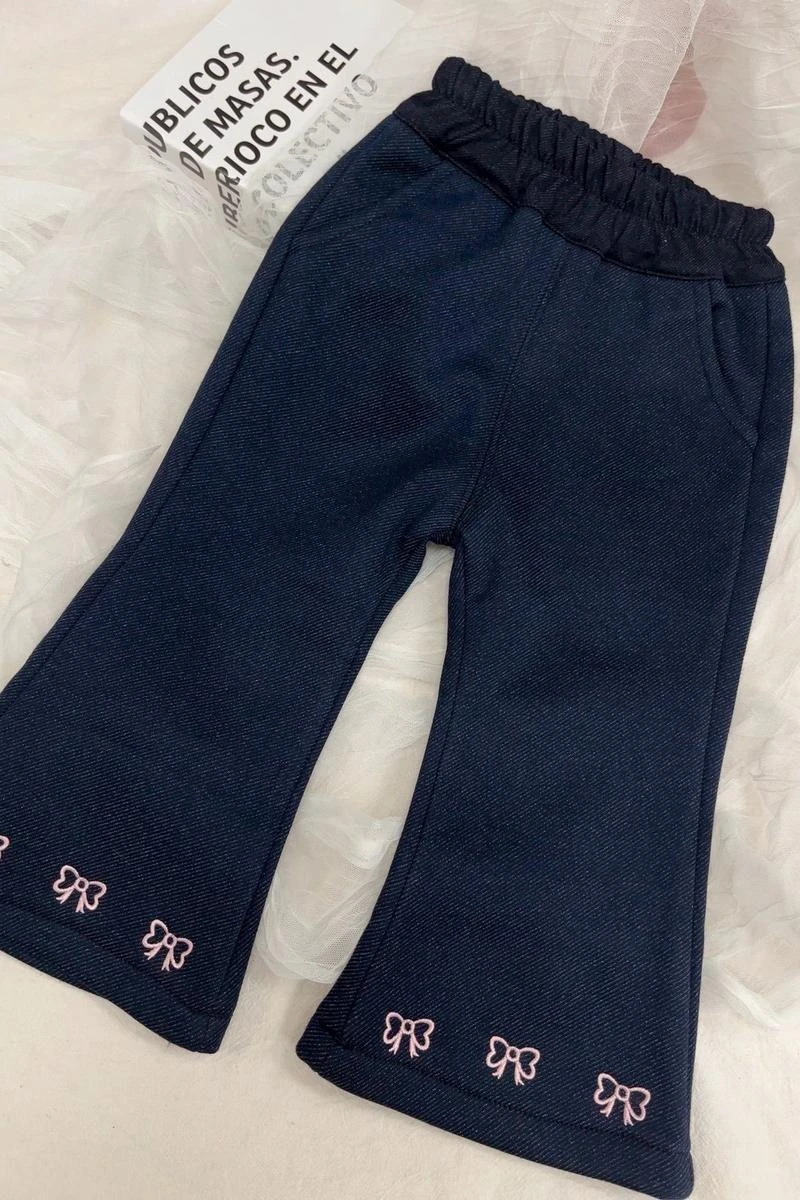 刷絨蝴蝶結喇叭褲